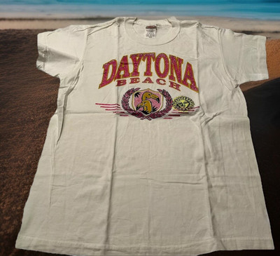 vtg Y2K NIKE 90s FLAMINGO Graphic DAYTONA BEACH-FLORIDA White T Shirt,  Adult M