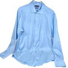 CK Calvin Klein Slim Fit Blue Dress Shirt 17 36/37 TALL - EUC - Pristine