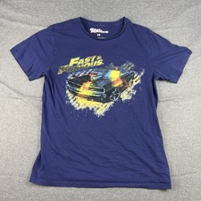 Fast & Furious T-Shirt Size Medium Official Movie Graphic Blue Cars Racing