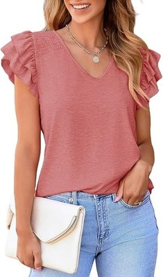 Alva Q V-Neck Short Sleeve Top - Size XL - Coral NWT