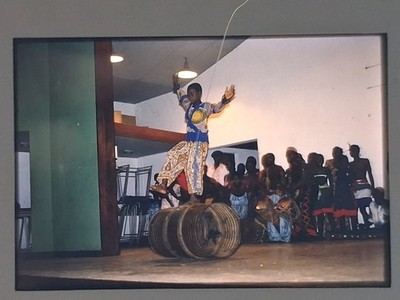 Vintage Cultural Performance Color Slide Barrel Act Audience Late 20th Century