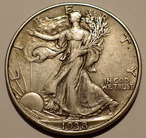 1938 (P) Walking Liberty Silver Half Dollar, Nice Old US Silver Coin, AU