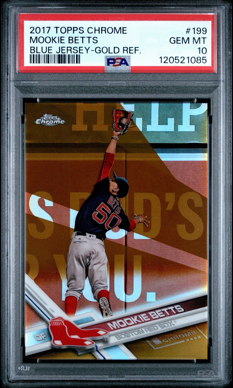 2017 Topps Chrome Mookie Betts Gold Refractor #/50 Red Sox PSA 10