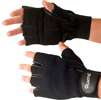 Guanti Da Ciclismo E Palestra DHC In Pelle Mezzo Dito Imbottiti - Colore Nero, Unisex - Foto 3