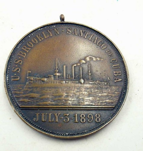 1898 SPANISH AMERICAN WAR THE U.S.S. BROOKLYN MEDAL VERY RARE