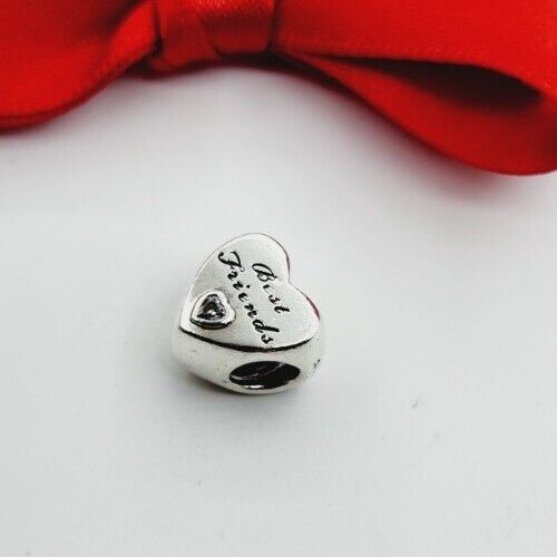 Genuine Pandora Polished Best Friends Heart Charm Silver CZ #791727CZ - Picture 1 of 5