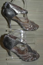 LIPSY LONDON WOMENS GOLD/SILVER ZIPSYNTHETC OPEN TOE HEEL SHOES SZ:6/39 (WHS430)
