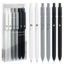 UIXJODO 6 Pcs Gel Pens 0.5mm Quick Dry Black Ink Pens Fine Point Smooth Writi...