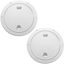 2 PCS White Access Hatch Cover Screw Out Deck Plate Round 7" PAIR FREE SHIPING