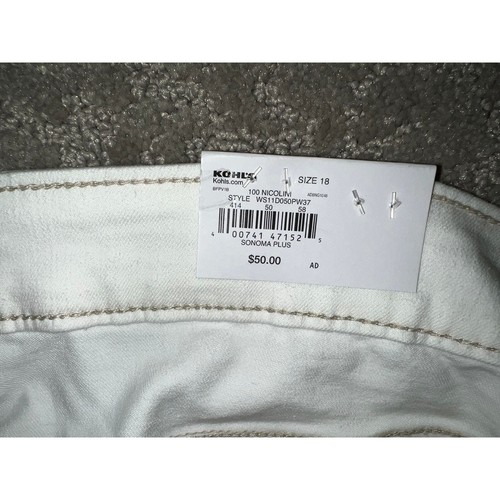 Sonoma Jeans Damen 22W Wide Leg White Denim Fray Raw Hems High Rise Button Fly - Bild 12 von 12