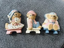Set of 3 Vintage Teddy Bear Home Interior Wall Plaques-Nursery 5 3/4 Tall USA