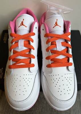 Air Jordan 7Y ホワイト/ピンク スニーカー Nike Air Jordan 1 Low (GS) Size 7Y / Women's 8.5 White Pinksicle