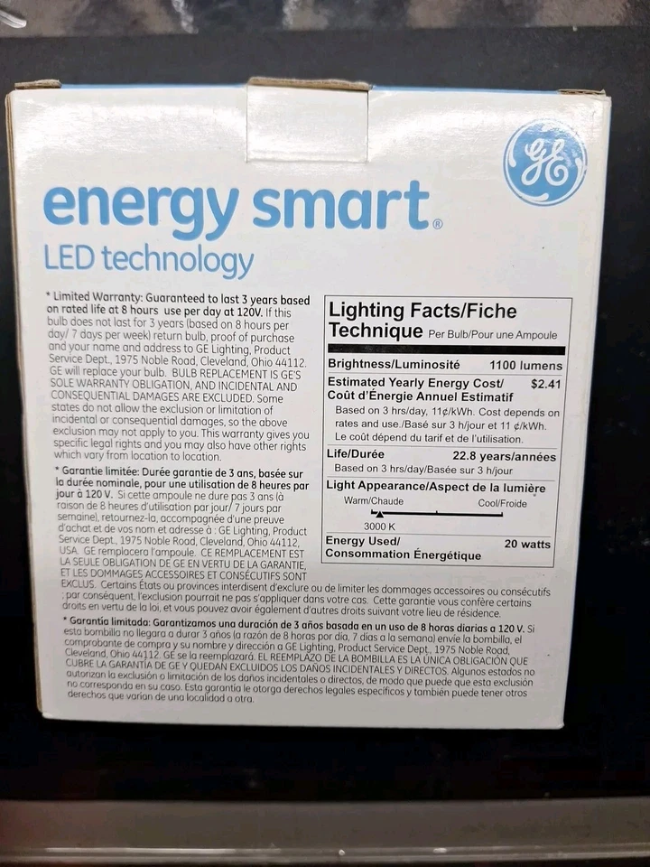 GE ENERGY SMART LED 3000K  DIMMABLE PAR38 1100 Lumens 20 Watt 15° Spot Light🔵 - Image 3 of 4