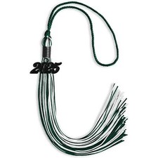 Endea Graduation Hunter Green/White Mixed Color Tassel With Black Date Drop