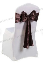 10 pcs Brown / Coffee Satin Chair Sashes Bows Ribbon Wedding Party Banquet Decor
