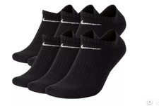 Nike Men's Everyday Cushioned Training NoShow 6 Pack Socks-Black SIZE LARGE 8-12
