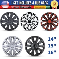 14" 15" 16" Set of 4 Wheel Covers Snap On Full Hub Caps For Tire & Steel Rim