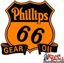 (PHIL8-2) 6" PHILLIPS 66 SHIELD GEAR OIL GASOLINE GAS DECALS STICKER