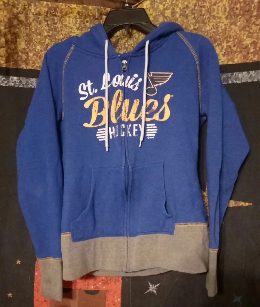 St Louis Blues Hoodie NHL Hockey Blue Gray Full Zip Sweatshirt Youth Large  12-14