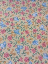 Vintage Floral  and Butterflies Cotton Fabric...