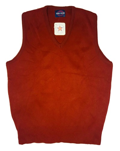 *DE COLECCIÓN DEADSTOCK* Chaleco Suéter Acrílico Orlon Rojo Para Hombre Pine State; Hecho en EE. UU.; L
