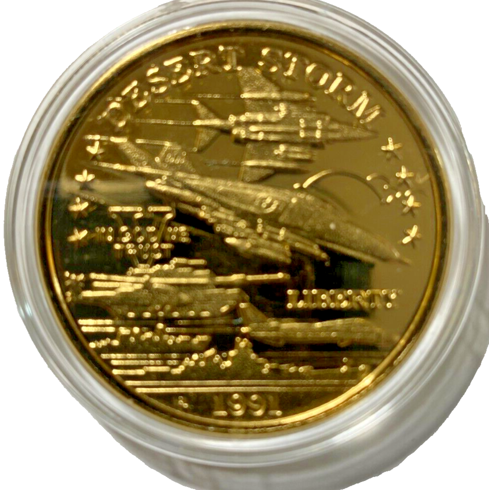 1991 Desert Storm Commemorative $20 coin! Layered in 22 KT gold