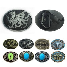 Oval Western Mens Alloy Vintage Fashion Leather Belt Buckle Cowboy Pattern Metal