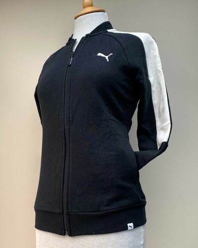 PUMA Ladies Sports Jacket Cotton Blend Fleece Full Zip Black Grey S M L BNWT - Picture 16 of 32
