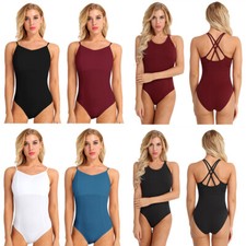 Womens Camisole Ballet Dance Leotards Criss Cross Back Gym Bodysuit Dancewear