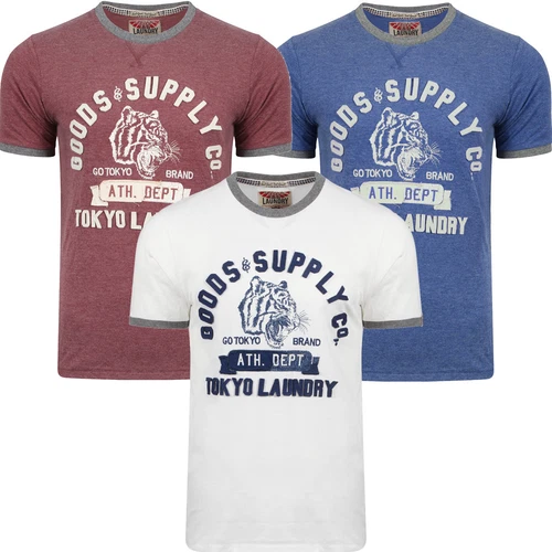 New Mens Tokyo Laundry Tiger Lake Applique Short Sleeved T-Shirt Top Size S-XXL