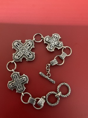 Sterling Cross Bracelet Custom Designed Gift, 8.25  Adjustable