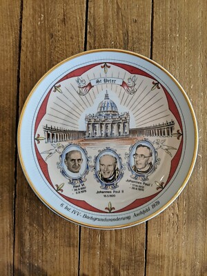Kahla Commemorative Plate Paul VI Johannes Paul II Johannes Paul I St Peter