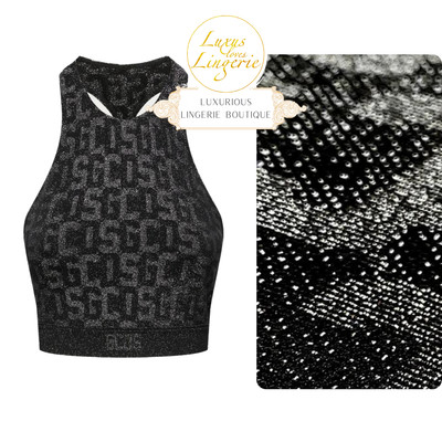 MONOGRAM CROP TOP by Wolford XXL dark mono Shirt Glitzer Sport Elastisch