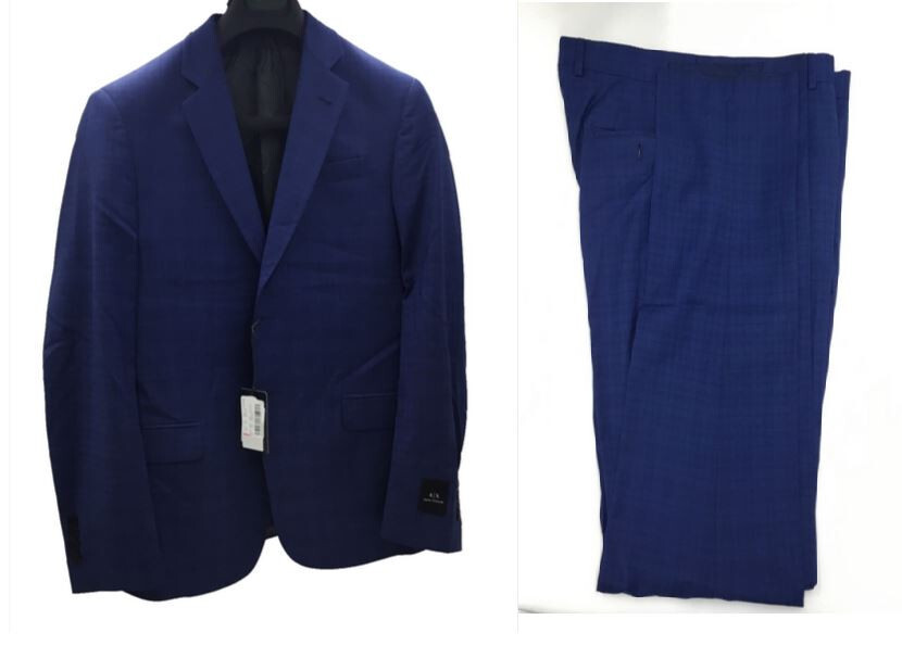 Armani Exchange MenS Slim-Fit Superfine Wool Suit Blue USA38 REG 32W 54990₽