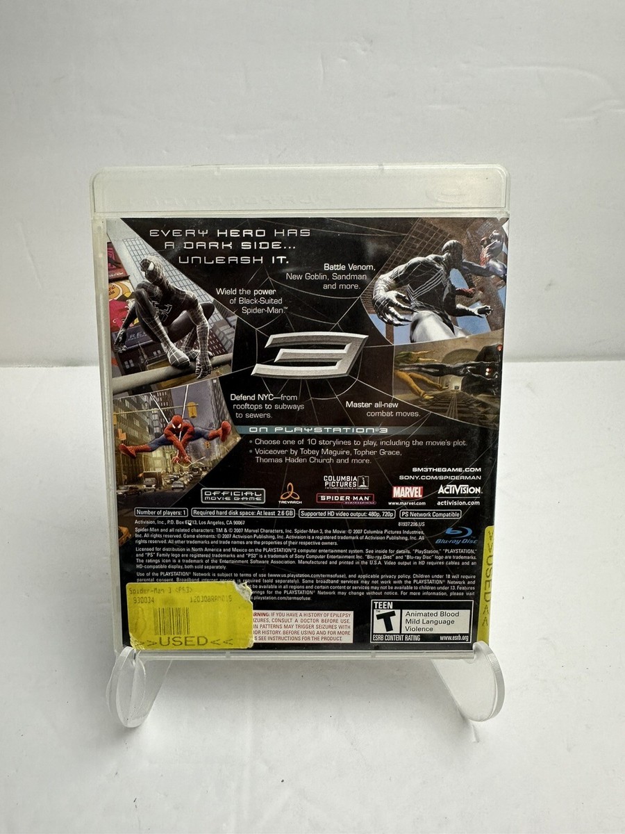 Spiderman 3 (PlayStation 3 PS3) Complete w Manual. Tested