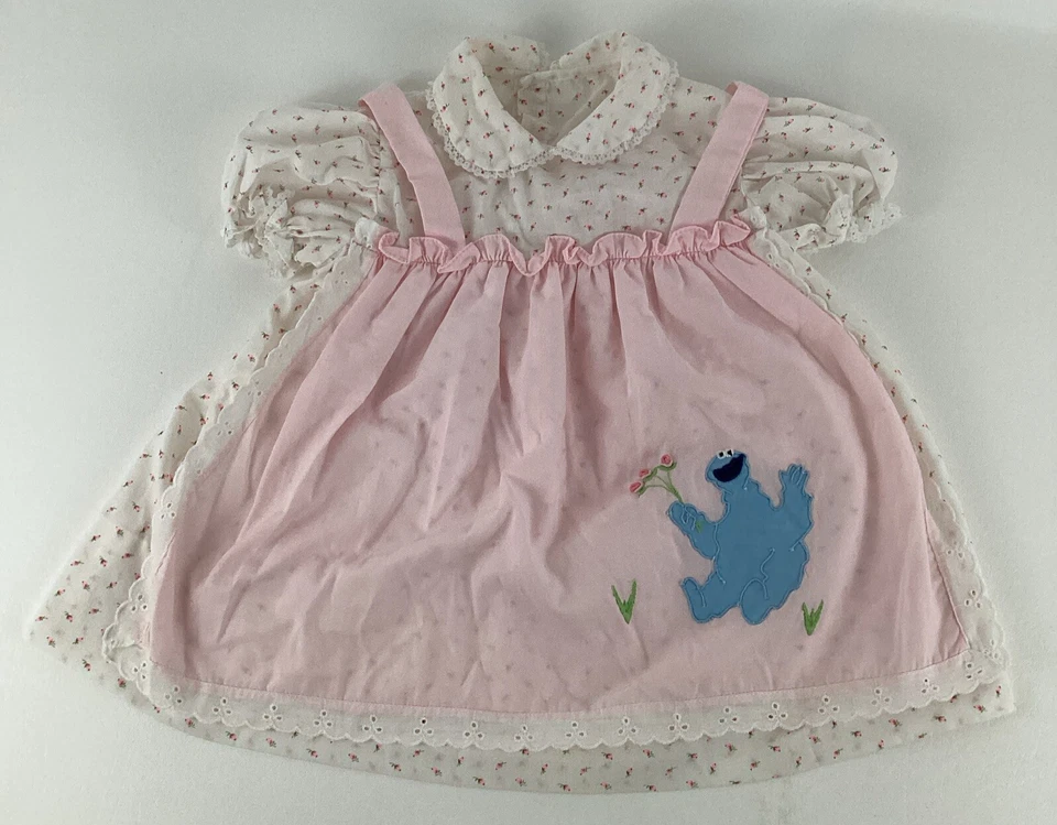 Monstruo de Galletas de Plaza Sésamo Vintage Años 80 Bebé Vestido Conjunto 9 Lun 9-12 Lun 12 Mo Foto 4 de 4