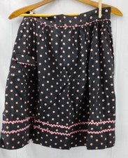 Vintage Black pink Polka Dot Print with Lace Trim MCM Retro Half Apron Pockets