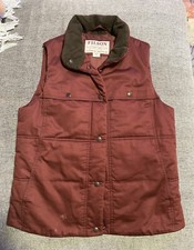 Filson Womens Quilted Westward Vest Burnt Red Insulated Snap Front Pockets Sz M