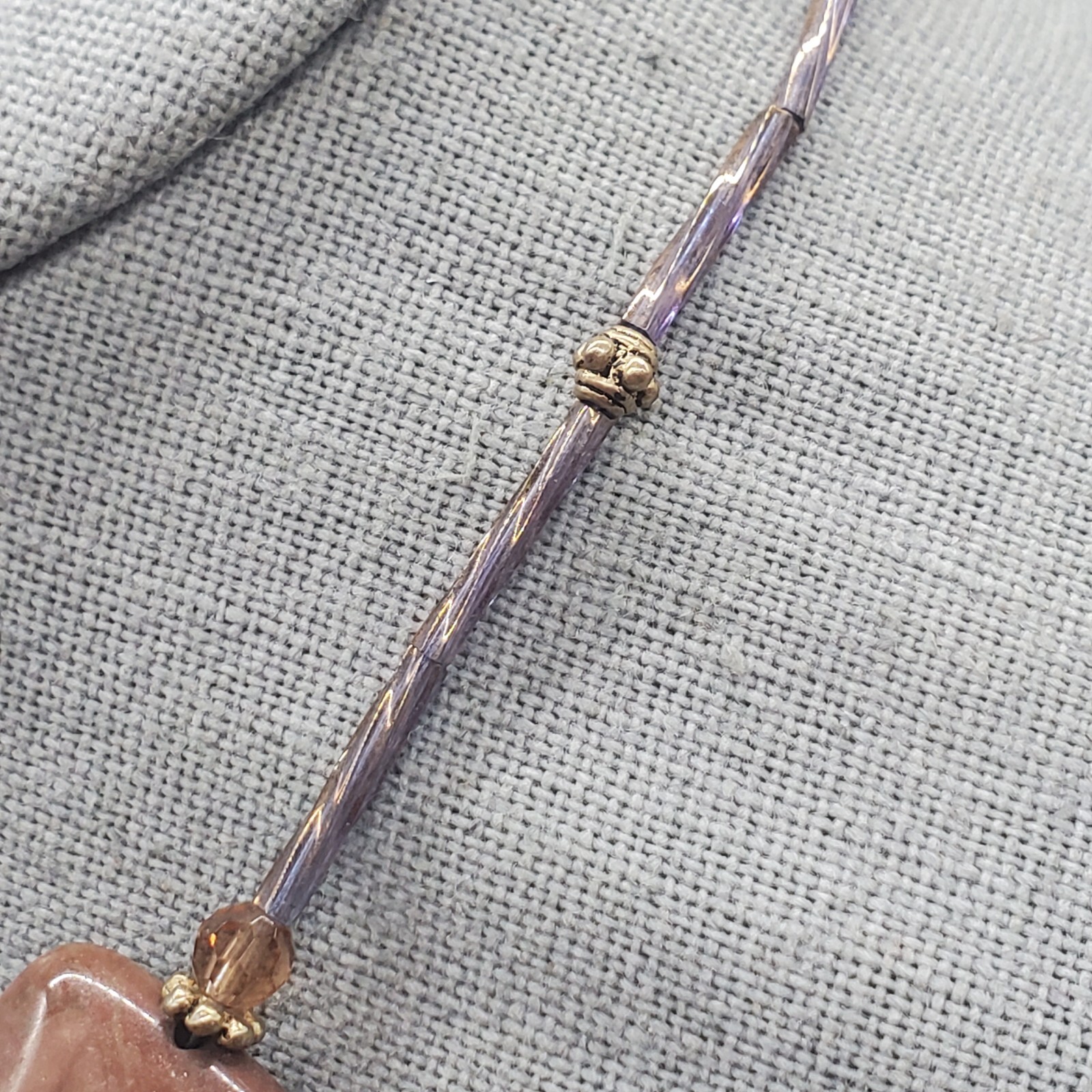 Brown Jasper Necklace Rectangular Bead Toggle Cla… - image 2