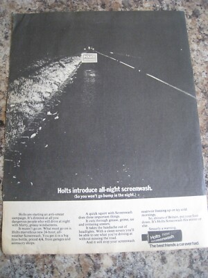 HOLTS ALL-NIGHT SCREEN WASH BESTE FREUNDE EIN AUTO JE HATTE 1969 WERBUNG A4 AKTE 34