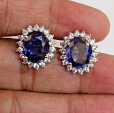 5 Ct Oval Simulierte Tansanit Push-Back Halo ...