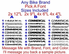 Custom Pick a Font Bike Brand Set. Santa Cruz Cannondale Pivot Ibis Scott