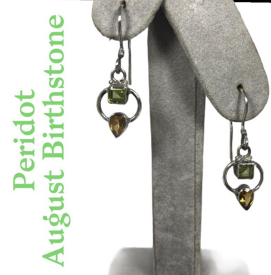 Vera Wolf Sterling Silver Peridot and Citrine Earrings NEW