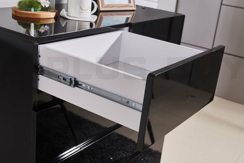 New 105CM High Gloss 6 Drawer Wooden Tallboy Cabinet Chest of Drawers Black 35B - Picture 4 of 6