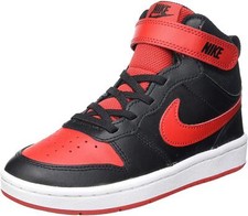 Nike Court Borough Mid 2 Little Kid Sneaker, Black/University Red/White, 13 US