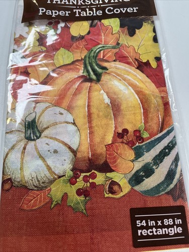 4 Paper Table Cover Thanksgiving Fall Size 54in x 88in Rectangle Party Supplies - Picture 6 of 15