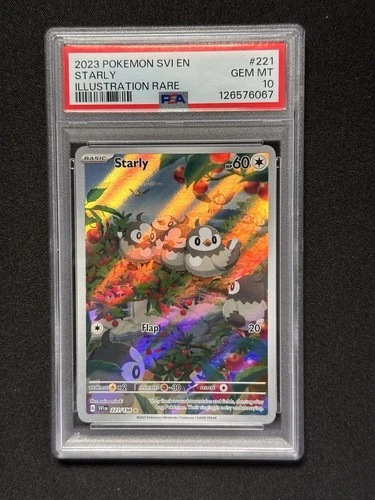 RARE PSA 10 Starly Scarlet & Violet 221/198  Pokemon #221 IR 221