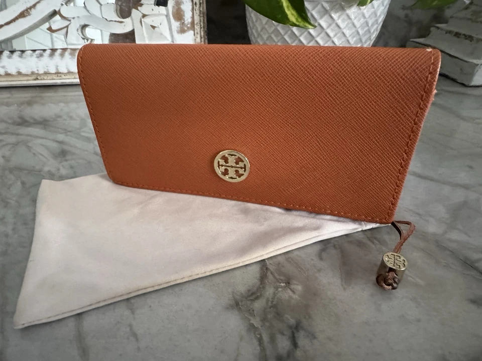 TORY BURCH Authentic Sunglass Case With Drawstring Pouch Gold Logo - Image 2 of 4