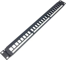 1U Hinged 24 Port Blank Keystone Patch Panel for 19 Inch Rackmount or Wall Mount