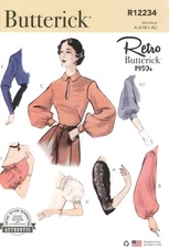 Butterick R12234 Retro 1950s Set of Sleeves for Blouses & Dresses Sz S-XL B7017